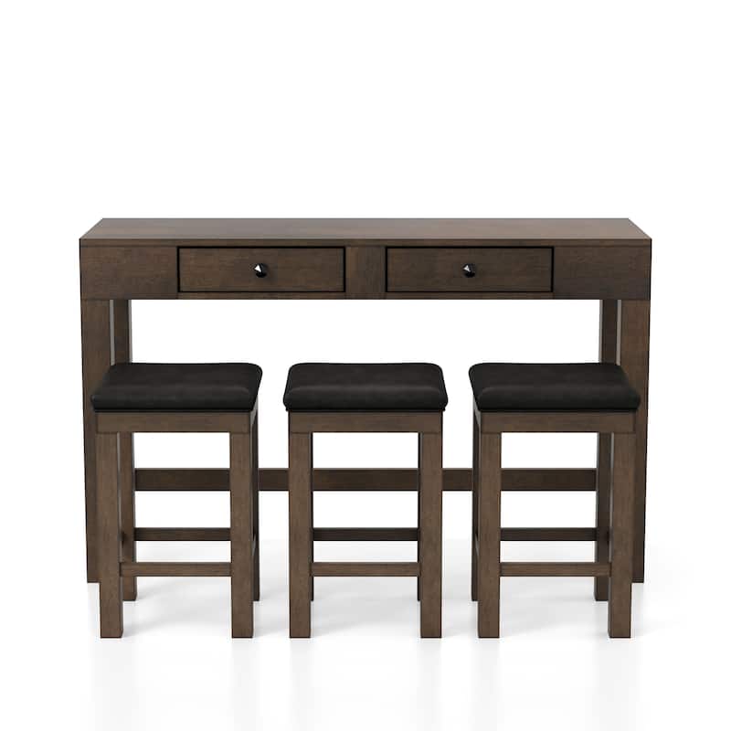 Naht Transitional Brown Wood 4-Piece Counter Height Dining Set with USB by Furniture of America