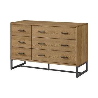 Newport 6-Drawer Solid Wood Dresser, Natural Oak