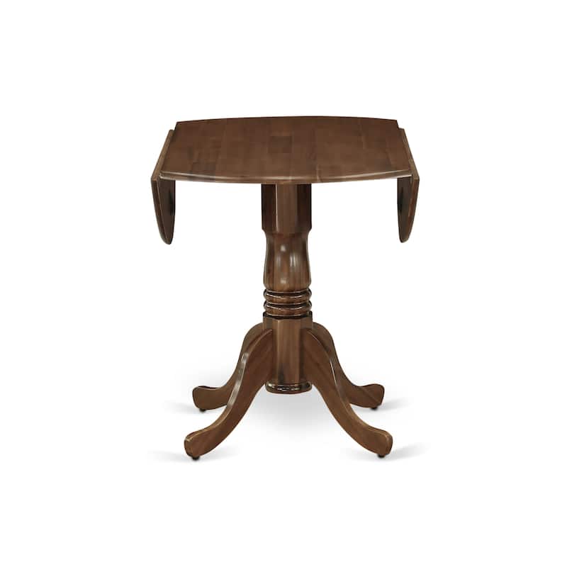 East West Furniture Dining Table Set Contains a Round Kitchen Table and Upholstered Chairs, Antique Walnut (Pieces Options)