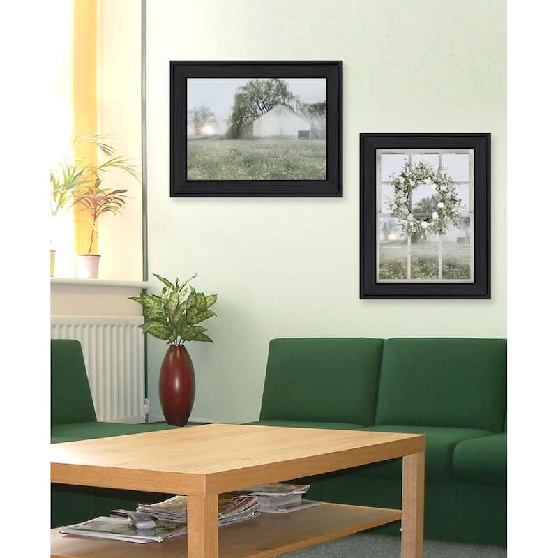 Trendy Decor 4U "Green Country Morning" Printed Framed Wall Art by Lori Deiter