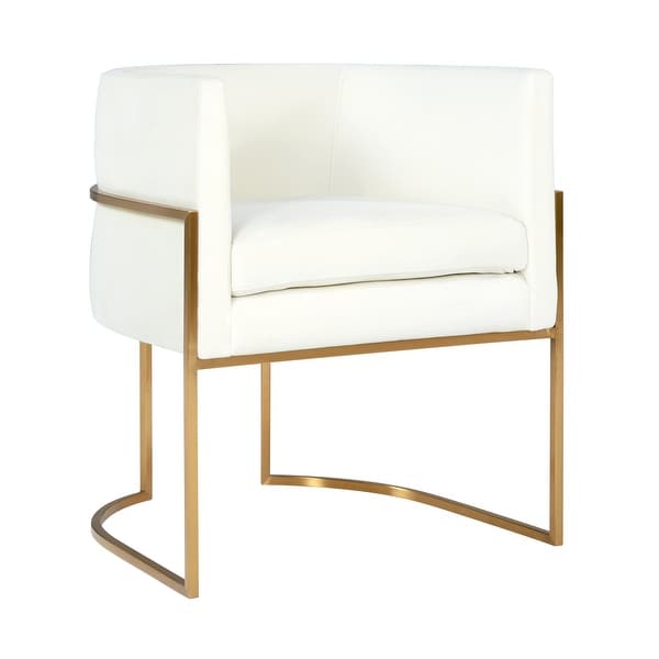 Giselle Cream Velvet Dining Chair with Goldtone Stainless Steel