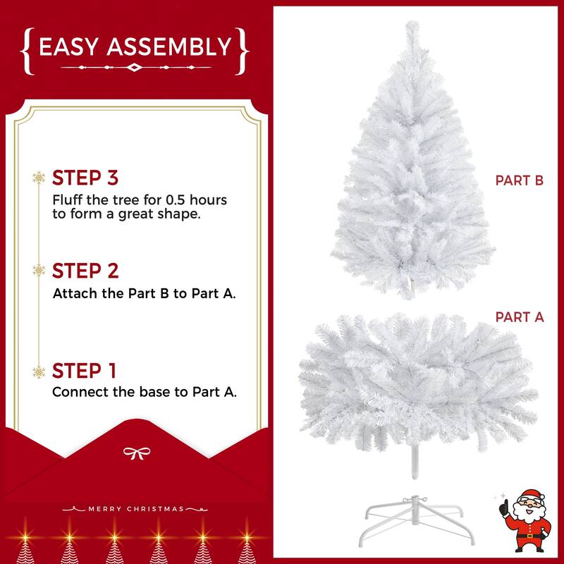 Yaheetech 4.5ft/6ft/7.5ft Pre-Lit Fir Artificial Christmas Tree with 150 Incandescent Warm Lights & 324 Tips