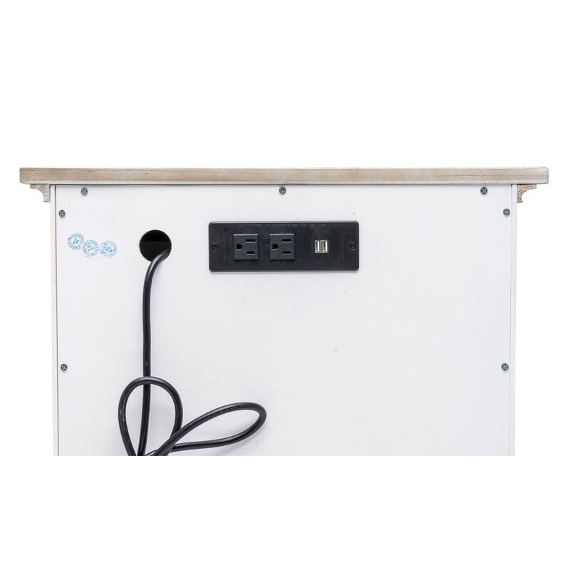 HomeRoots 28" White And Gray Solid Wood One Drawer Nightstand With USB