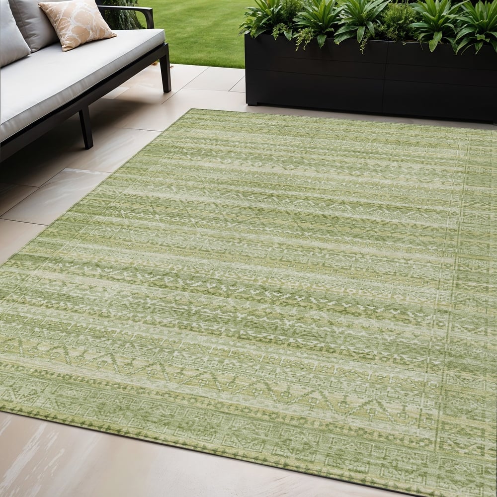 HomeRoots Striped Transitional Rectangle Outdoor Rug