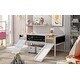 preview thumbnail 4 of 17, Climbing Frame & Rope Design Loft Bed with Slide and Double-sided Chalkboard, Twin size, White