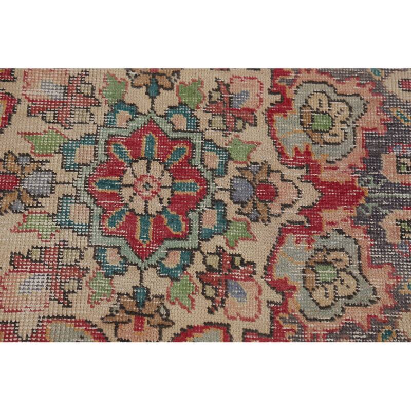 Geometric Tabriz Persian Vintage Area Rug Handmade Wool Carpet - 7'8"x 11'3"