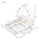 preview thumbnail 24 of 22, Queen Size Wood House Platform Bed with Guardrail and 2-Drawers, Natural - Sturdy Pine Frame with Rustic Window and Fence
