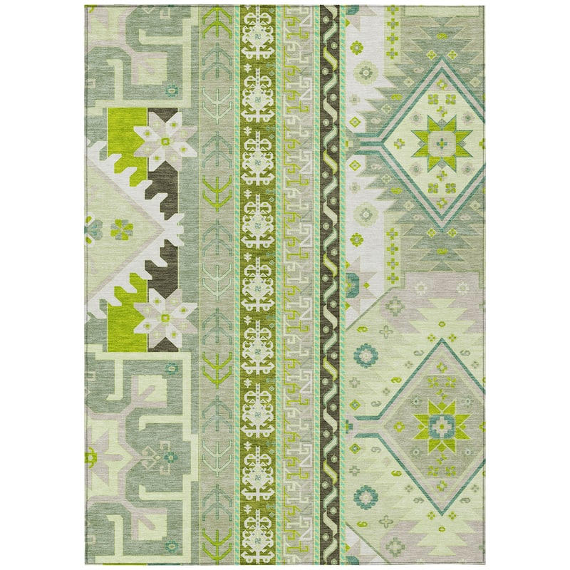 Machine Washable Indoor/ Outdoor Boho Tribal Chantille Rug