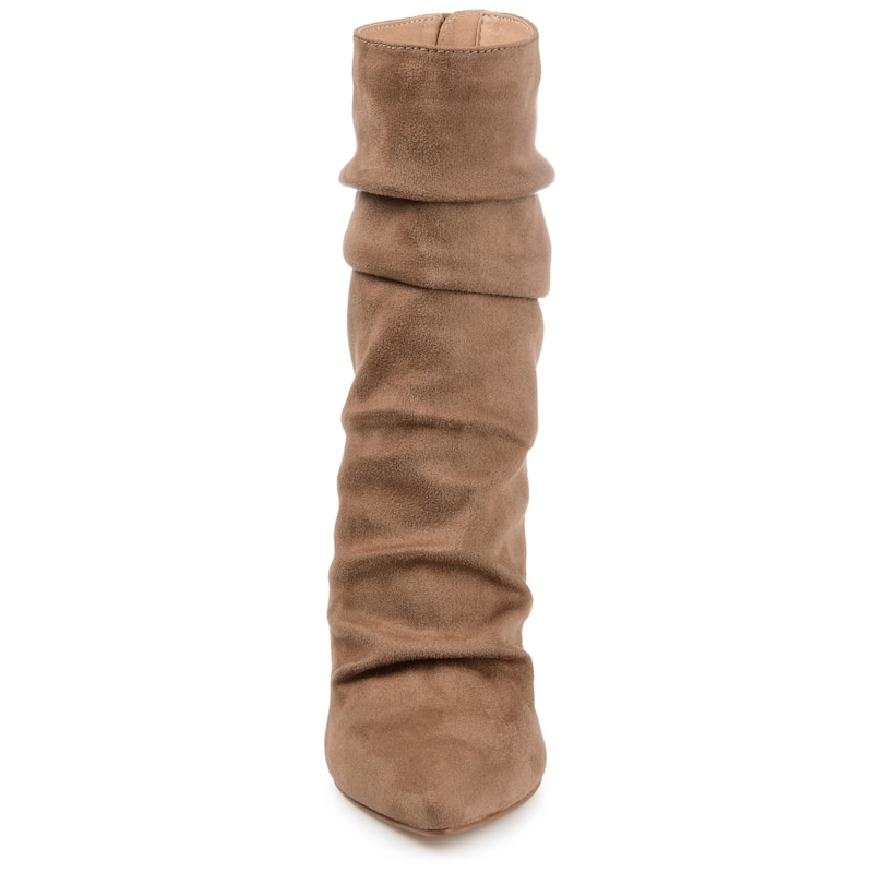 Journee Collection Women's Markie Back Heel Zip Stiletto Booties - Medium - Tan - 8.5