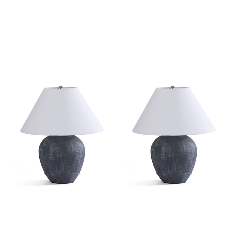 2 Pack Global Ceramic Accent Table Lamp with Linen Shade
