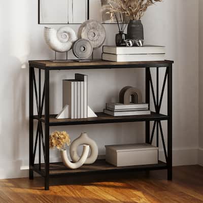 Lavish Home 3-Tier Bookshelf, Brown Woodgrain