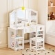 preview thumbnail 28 of 51, Kids Vanity Set with Mirror Makeup Dressing Table with Drawer