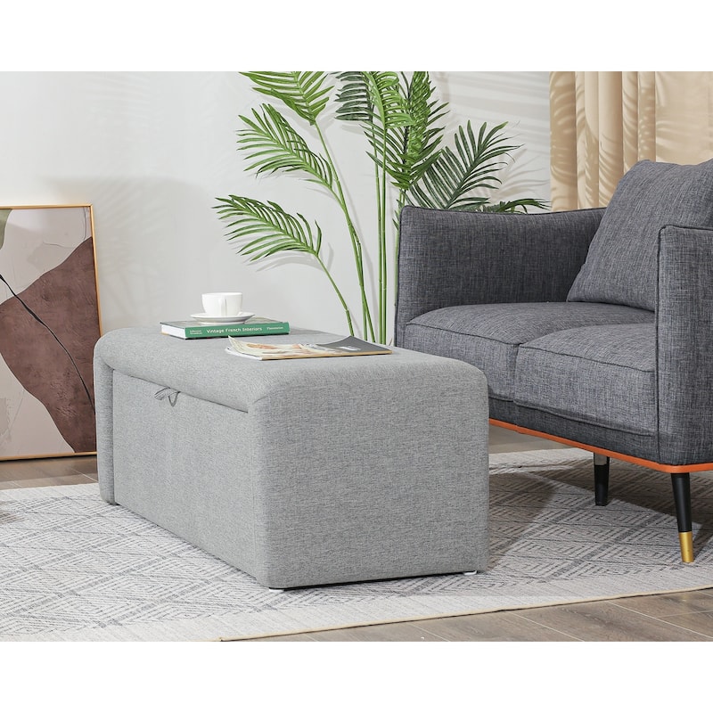 Adeco 49 Inches Side-opening Storage Bench Ottoman with Padded Cushion - 49.2"X18.9"X16.5"