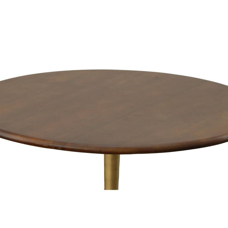 Mango Wood Dining Table - 36" - Brown and Antique Gold