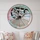 preview thumbnail 7 of 7, Designart 'Turquoise Painted Cottage Wagon Wheel Clock' Oversized Farmhouse Wall CLock