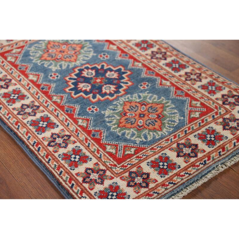 Blue Kazak Accent Rug Handmade Oriental Wool Carpet - 2'1" x 3'0"