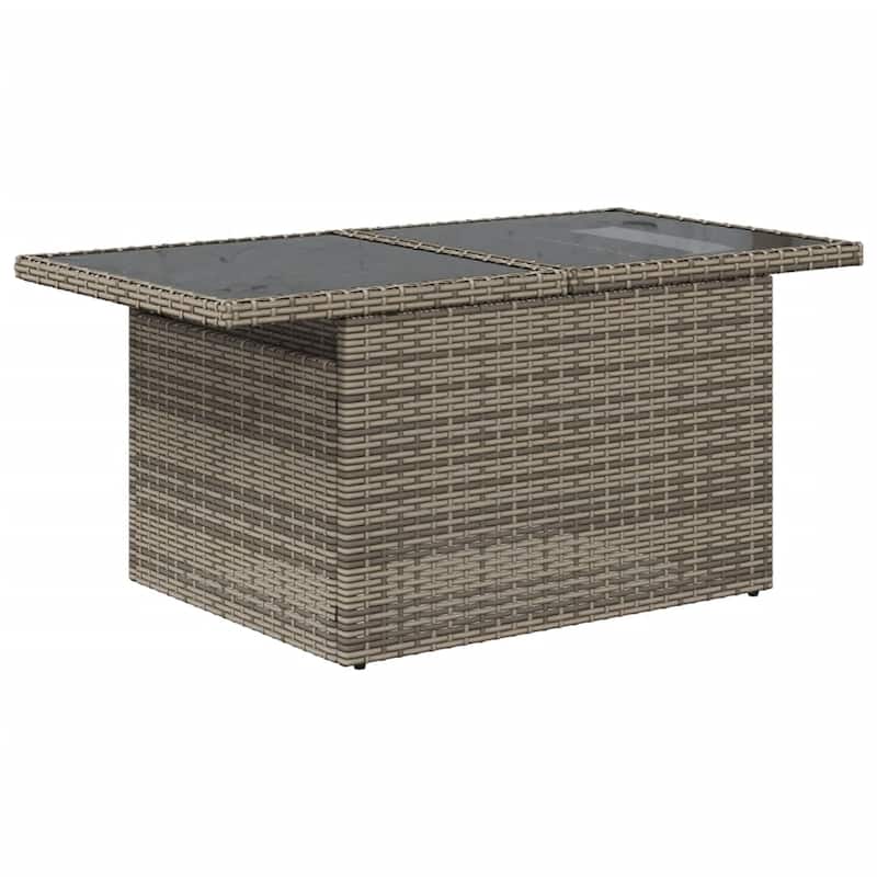 vidaXL Patio Sofa Set with Cushions Outdoor Furniture 7 Piece Poly Rattan - 21.7 x 39.4 x 28.7 in