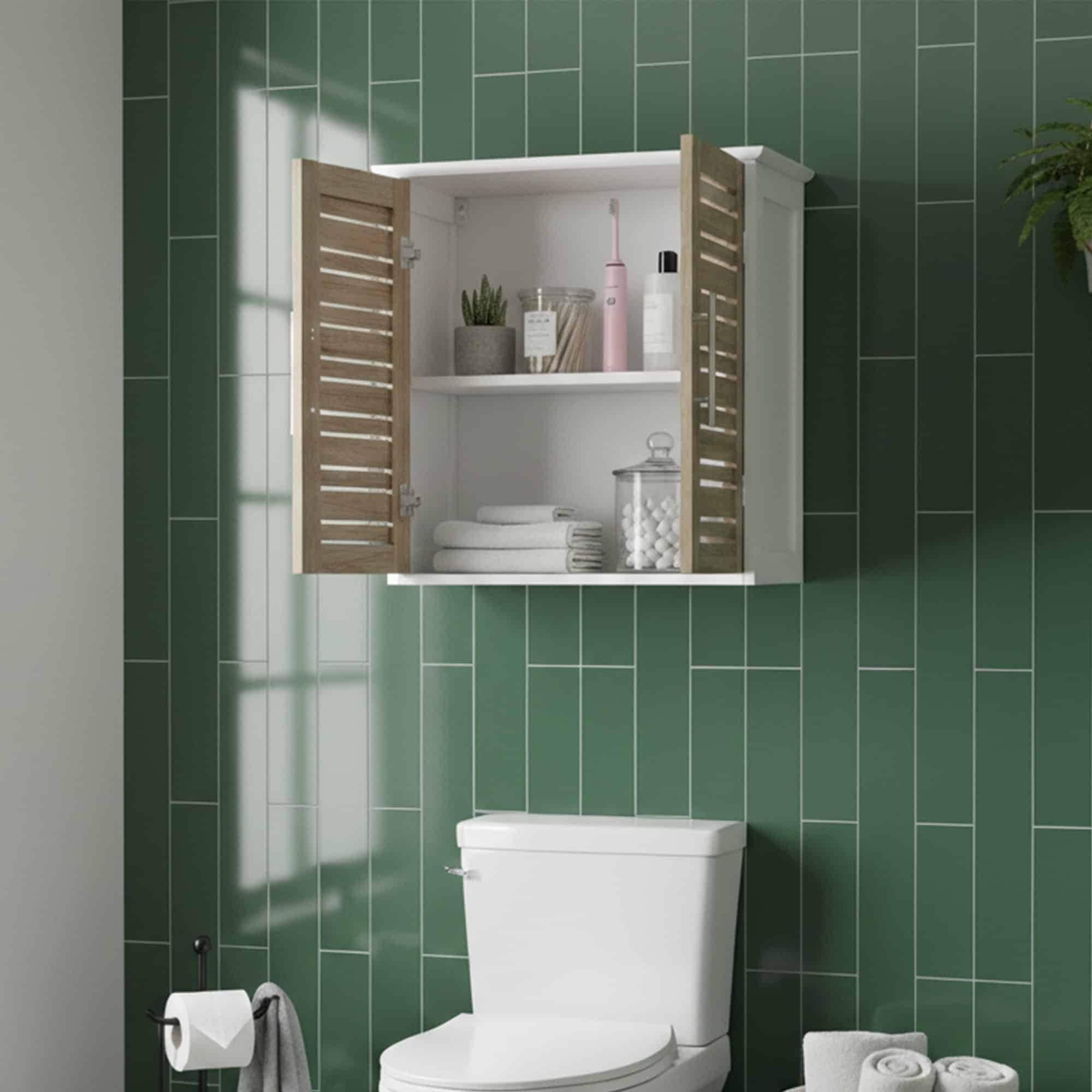 Stockholm Wall-Mounted Bathroom Cabinet Double Vented Doors - 20.50"L x 8.70"W x 21.70"H