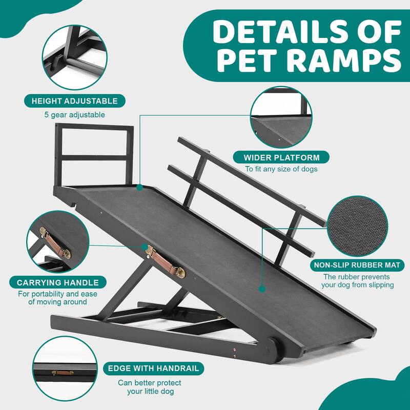 DoCred Pet Ramp, Portable Adjustable Height Folding Dog Ramp