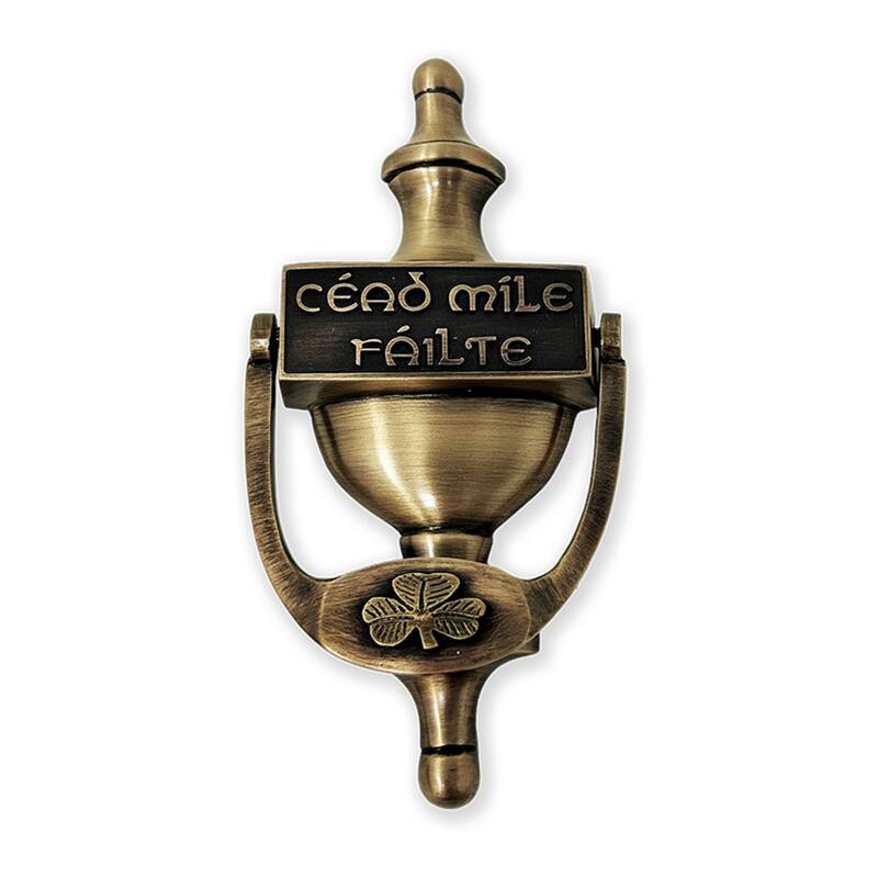 Shamrock Brass Door Knocker with Cead Mile Failte Design