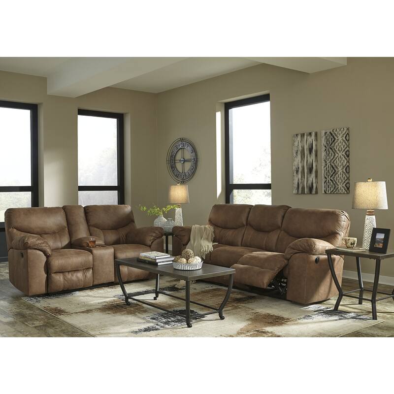 Signature Design by Ashley Boxberg Brown Reclining Loveseat with Console