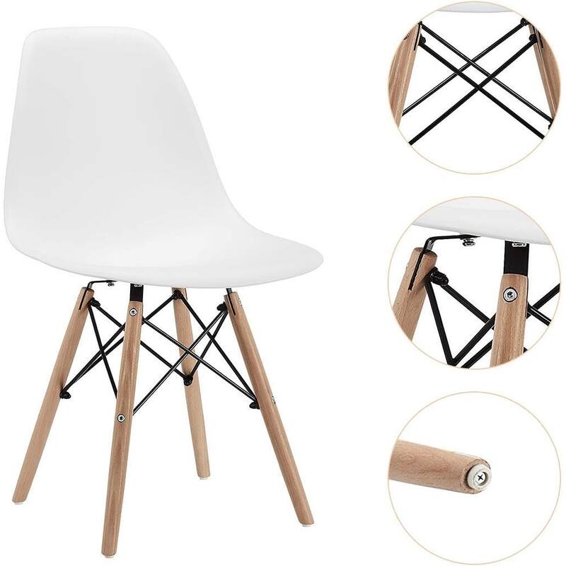Modern Eiffel Dining Chair in Wood Base (Set of 4) - White