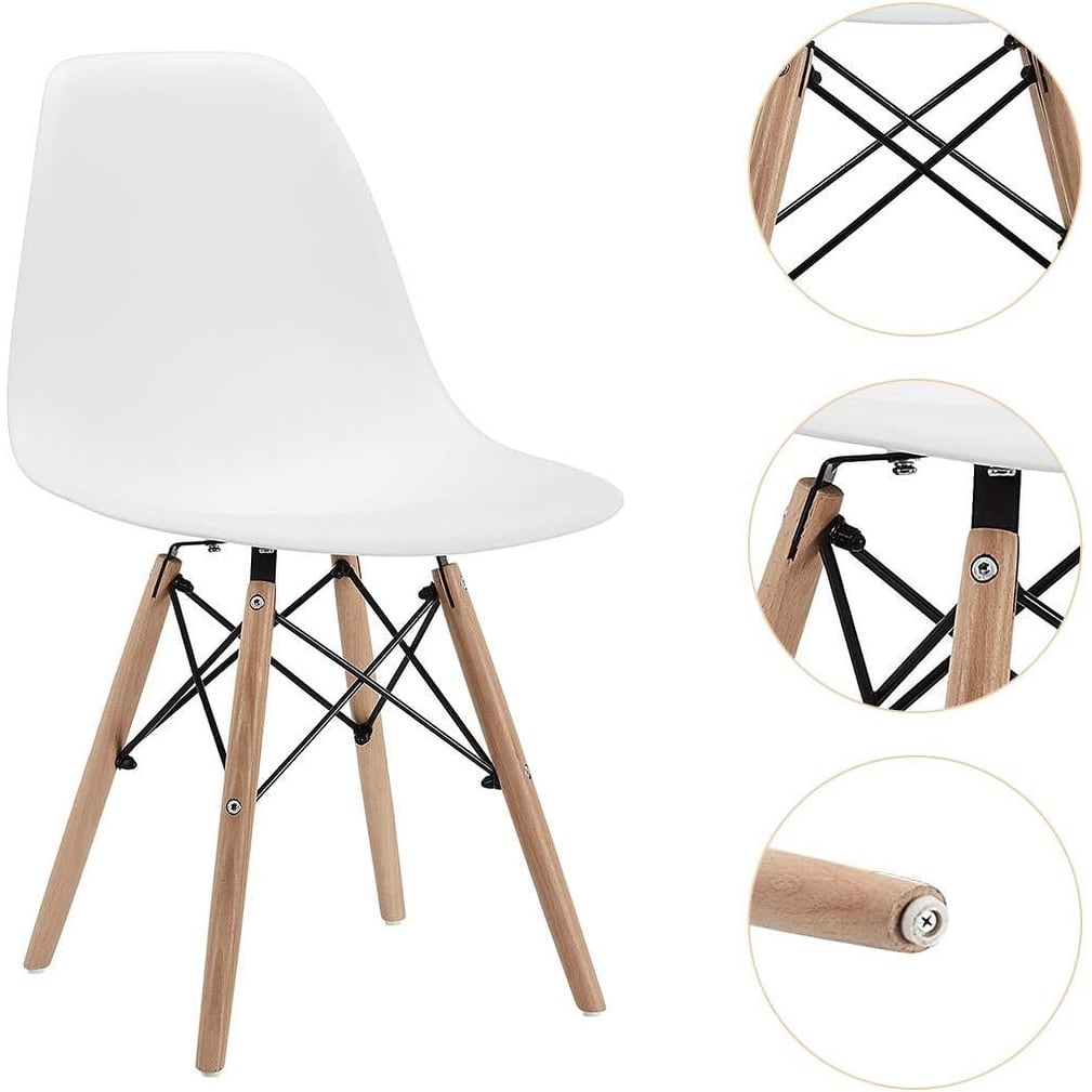 Modern Eiffel Dining Chair in Wood Base (Set of 4)