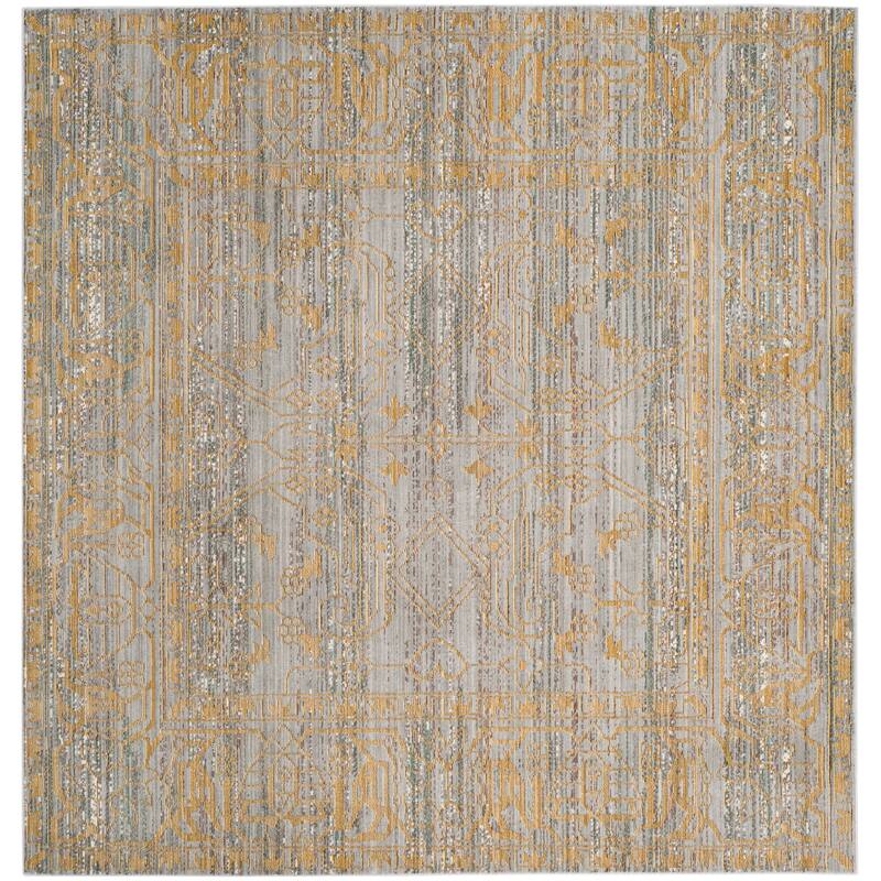 SAFAVIEH Valencia Haruna Distressed Boho Rug - 6'7" Square - Grey/Gold