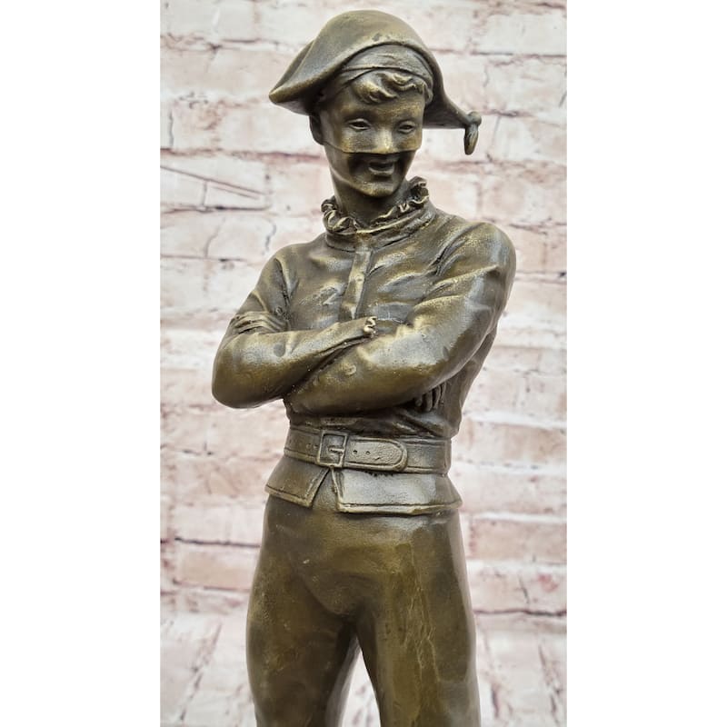 Vintage Style Bronze Harlequin Jester Sculpture Statue Figure By René De Saint-Marceaux