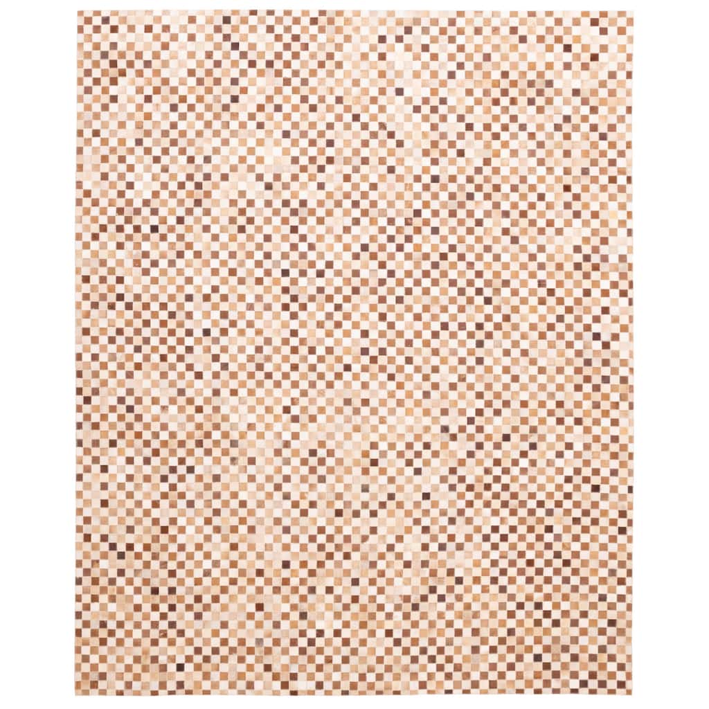 ECARPETGALLERY Handmade Cowhide Patchwork Brown Leather Rug - 8'0 x 10'0