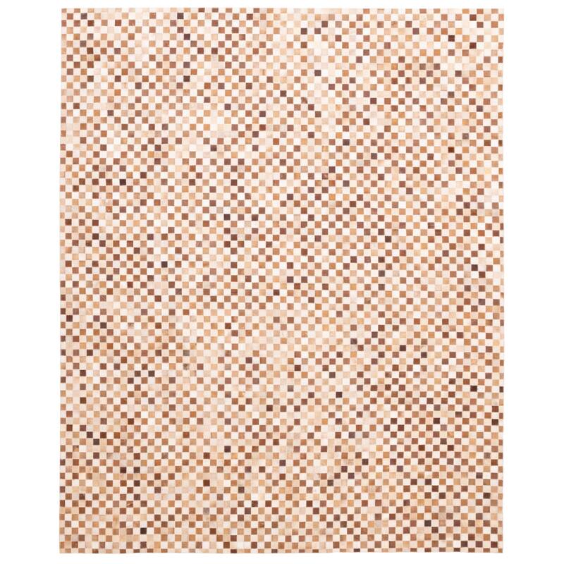 ECARPETGALLERY Handmade Cowhide Patchwork Brown Leather Rug - 8'0 x 10'0