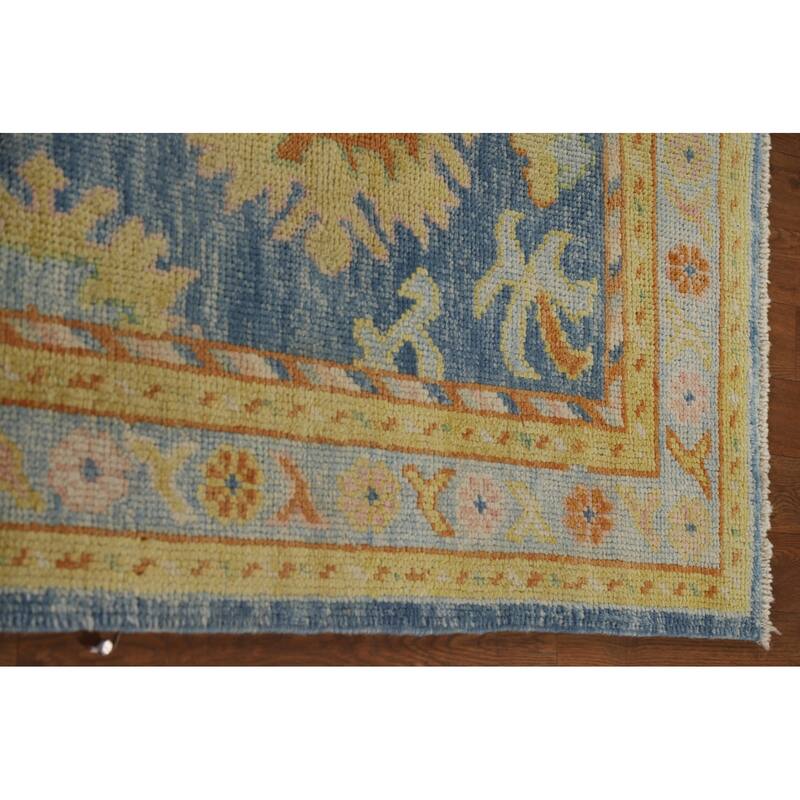 Vegetable Dye Oushak Turkish Runner Rug Hand-knotted Wool Carpet - 3'1"x 10'8"
