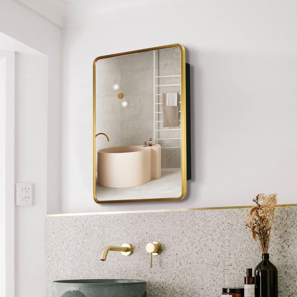 24 x 30 Gold Surface or Recessed Mount Bathroom Medicine Cabinet