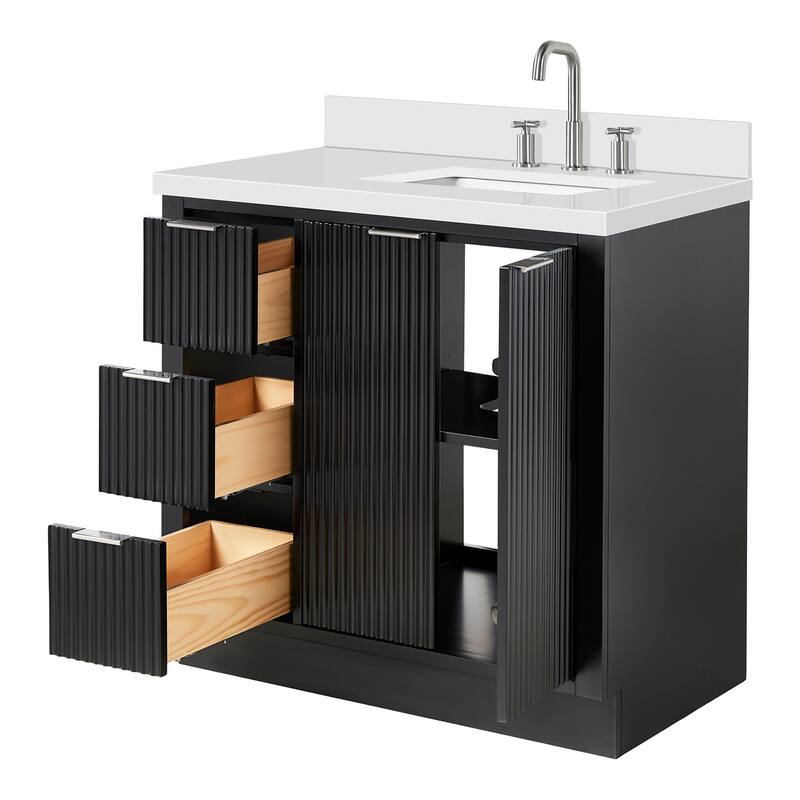 Ariel P37RWQRVO Milan 37" Free Standing Single Basin Vanity Set with