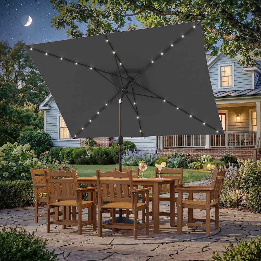 BONOSUKI LED 10 x 6.5ft Outdoor Umbrellas Patio Market Table Umbrellas