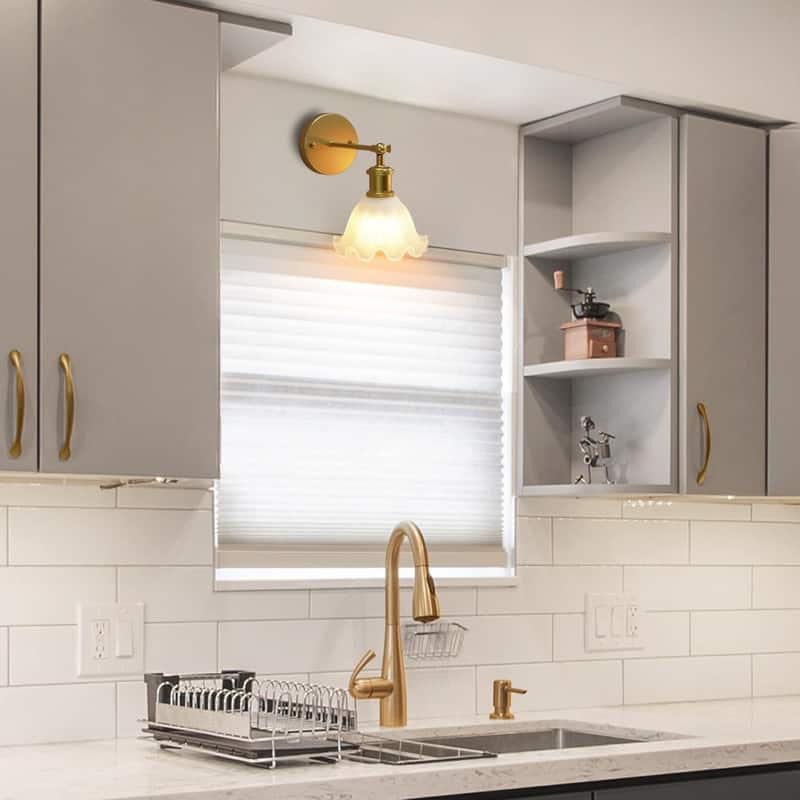 2 Pack light fixture white wall sconce glass, metal wall lights