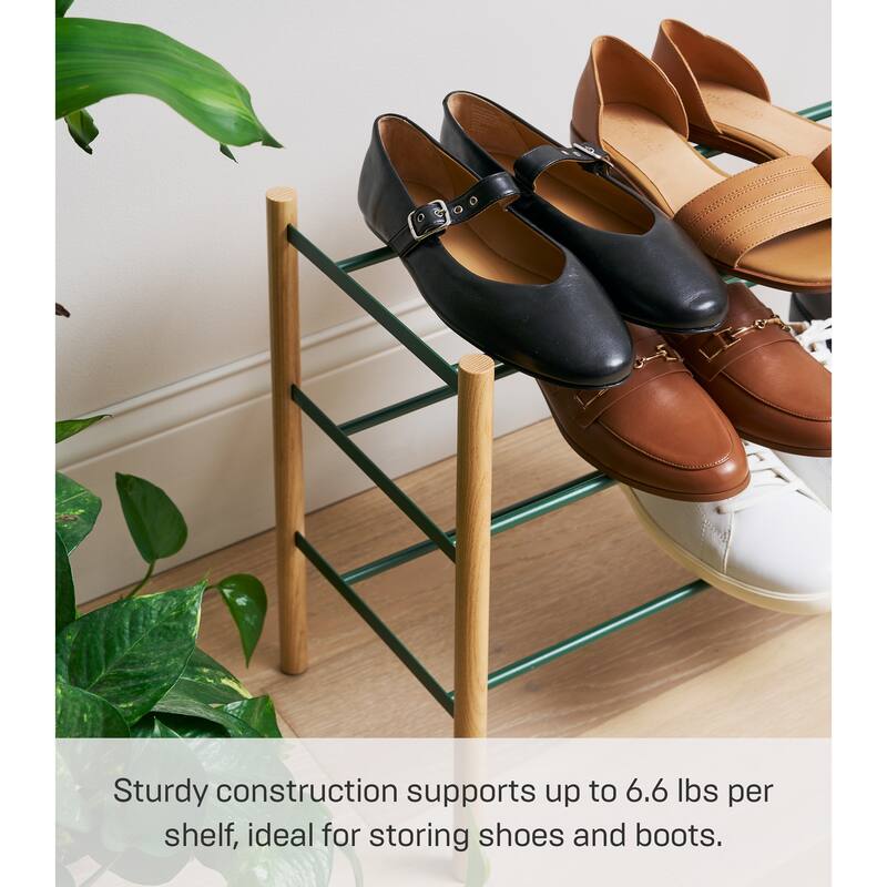 Yamazaki Home Expandable Shoe Rack, Steel, Holds 12 to 16 shoes, Holds 19.8 lbs, Expandable