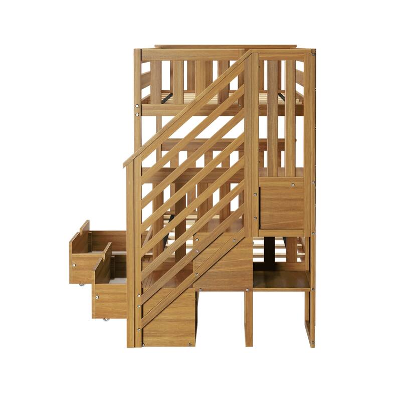 Max and Lily Twin over Twin Staircase Bunk Bed with Storage Drawers
