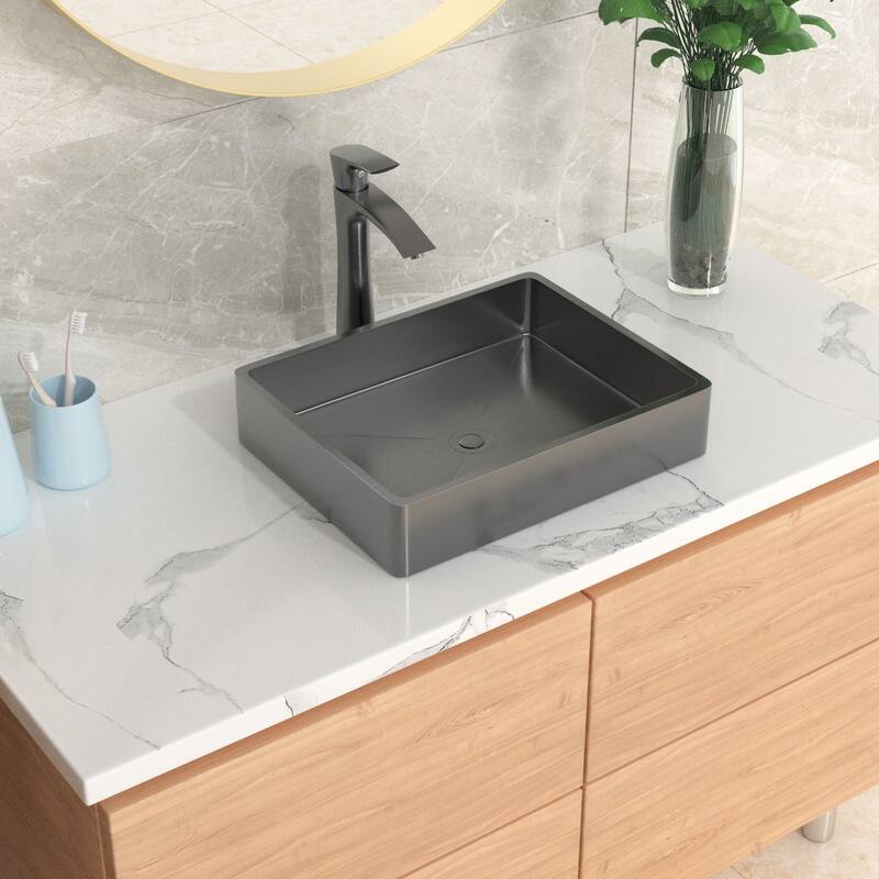 19x15 in. Bathroom Vessel Sink Vanity Wash Basin in Stainless Steel