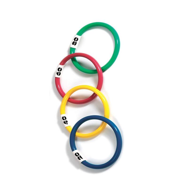 Set of 4 Vibrantly Colored Dive Ring Swimming Pool Toys 5.75"
