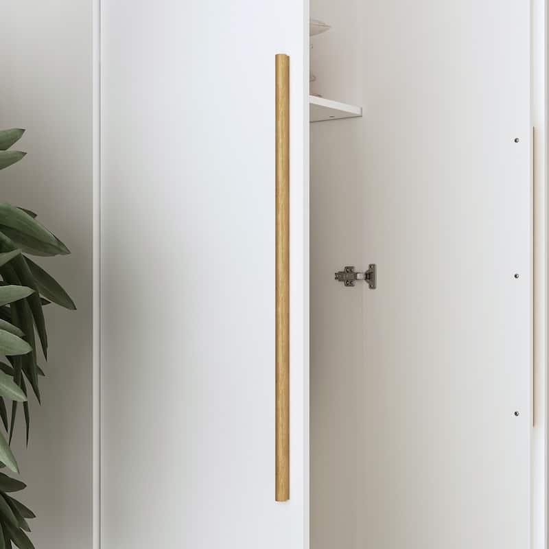 Modern Freestanding Solid Wood Wardrobe Closet With Storage Shelves