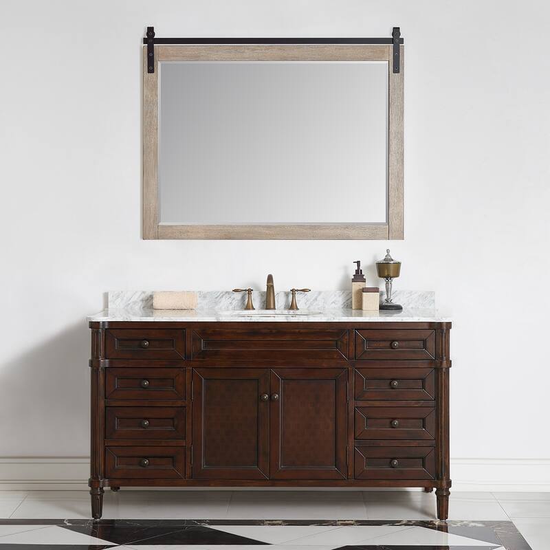 Cortes 48" Bathroom Vanity Barndoor Wall Mirror in Grey
