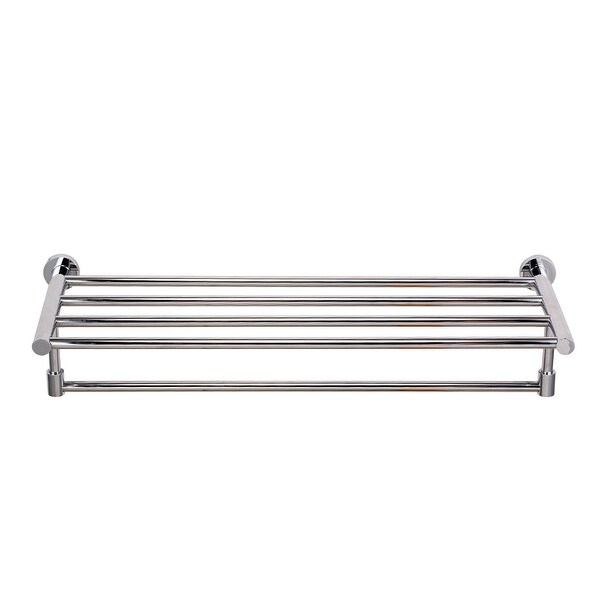 bathroom shelf with towel bar
