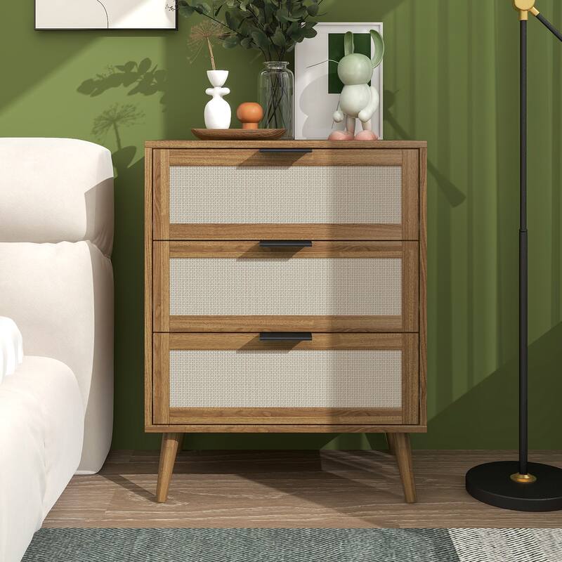 3 Drawers Wood Pantry Organizer, Drawer Storage Cabinet Suitable for Bedroom, Living Room, Kitchen - Walnut