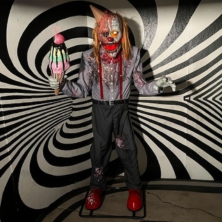 Haunted Hill Farm Haunted Hill Farm 6.9 ft. Motion-Activated I Scream Clown Halloween Animatronic by Tekky - Multi