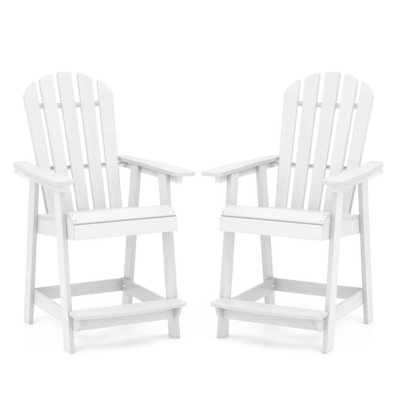 Costway 1/2/4 PCS Tall Bar Stool HDPE Patio Chair with Armrest - 2-Piece