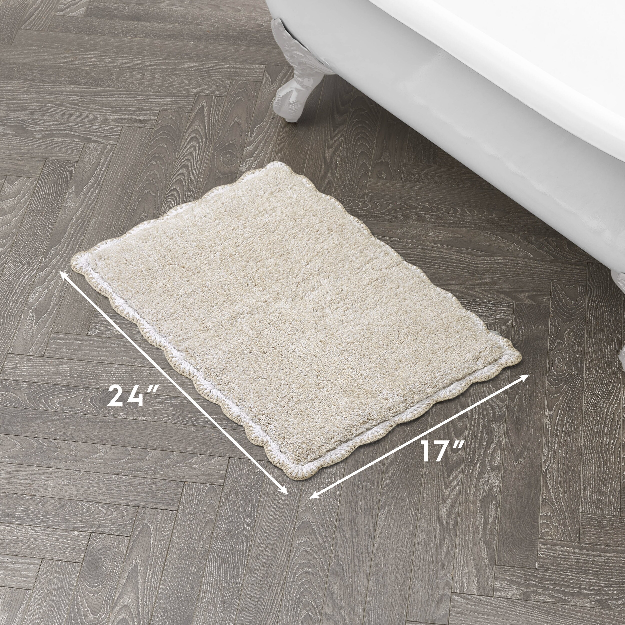 Hillier Bartley　ヒリヤーバートリー　ムートン　ラビット　クラッチ Laura Ashley Heathered Crochet Border Bath Rug - On Sale