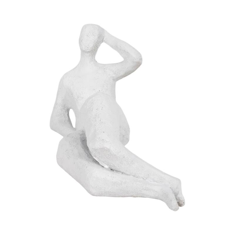Sagebrook Home 11-Inch White Rough Texture Polyresin Figurine - 11" x 5" x 5" - 11" x 5" x 5" - Solid Texture White