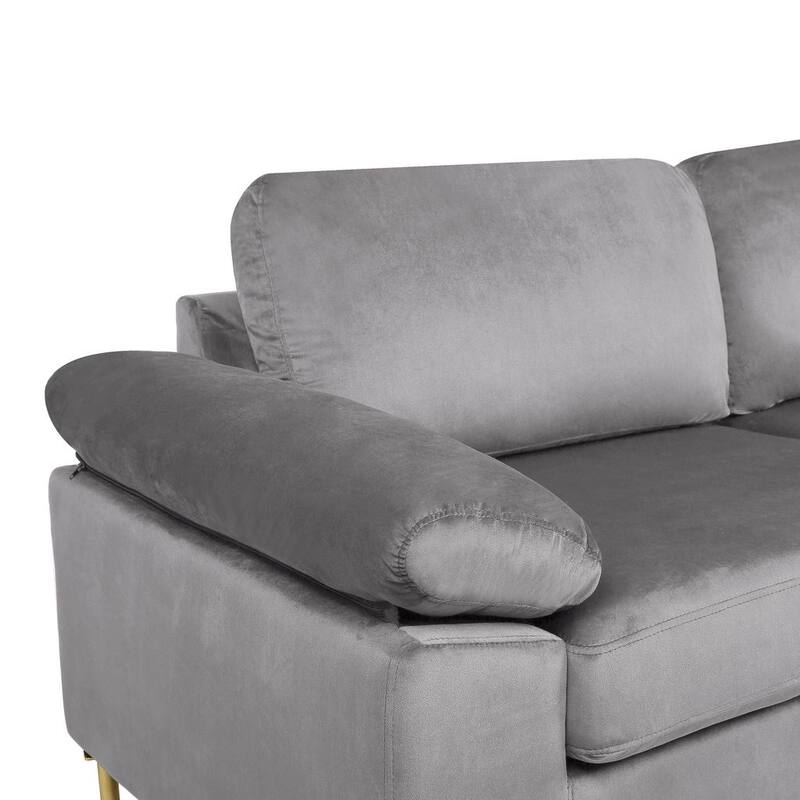 Coastal Velvet Sofa:Features Pillow Arms,Removable Velvet-Upholstered Back & Seat Cushions
