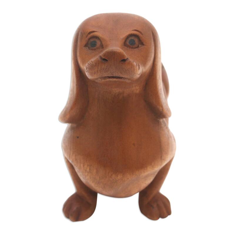 Novica Handmade Attentive Friend Wood Sculpture